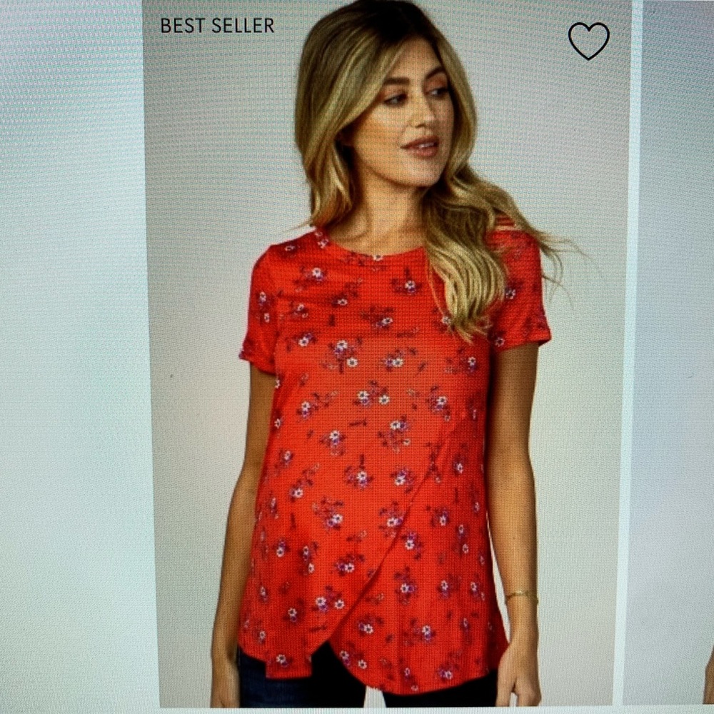 Nursing or maternity red floral shirt